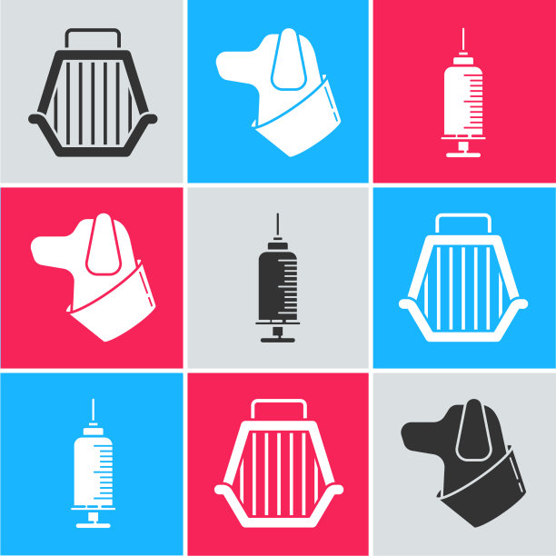 宠物携带箱、狗和注射器与宠物图片下载