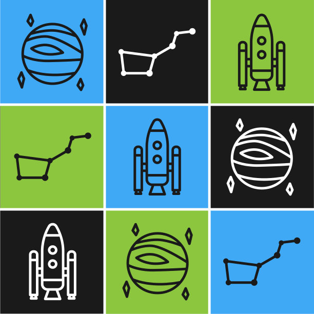 设线行星金星航天飞机和火箭图片下载