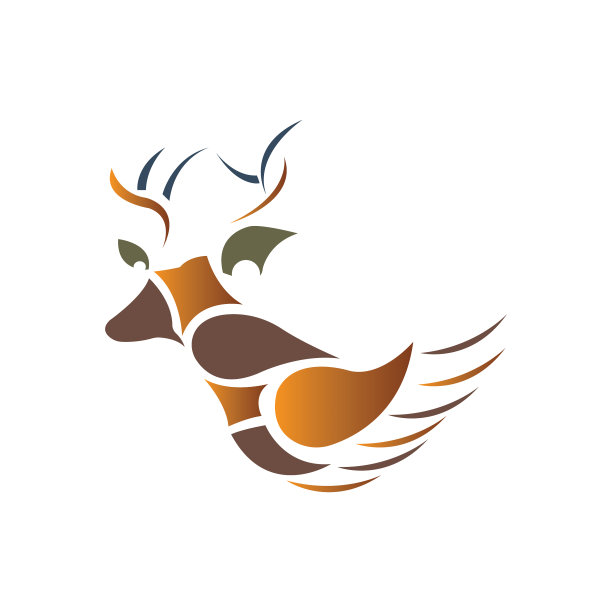 创意鹿标志叶彩色抽象设计图片下载