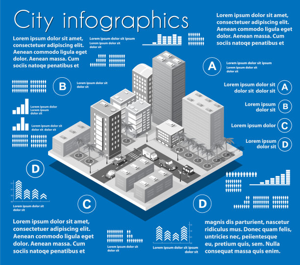 等距城市地图产业信息图集图片下载