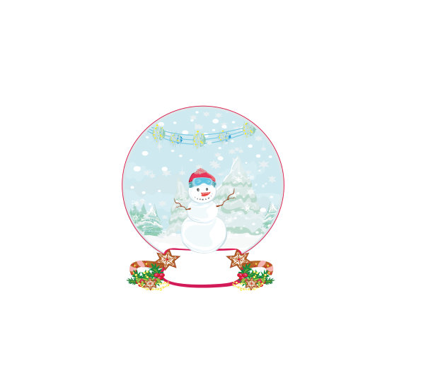 快乐的雪人在水晶球图片下载