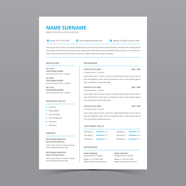 专业的简历模板设计图片下载