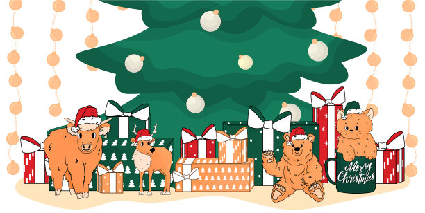 圣诞玩具在绿色的圣诞树附近图片下载