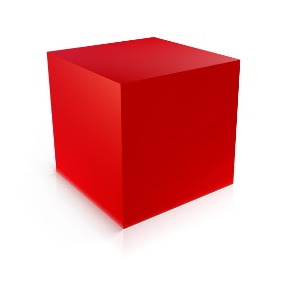 红色立方体几何图标孤立在白色图片下载
