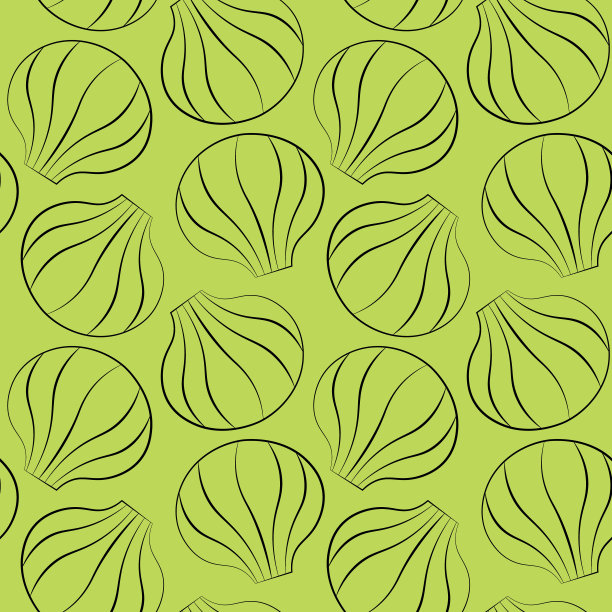 无缝矢量图案与轮廓绿色贝壳图片下载