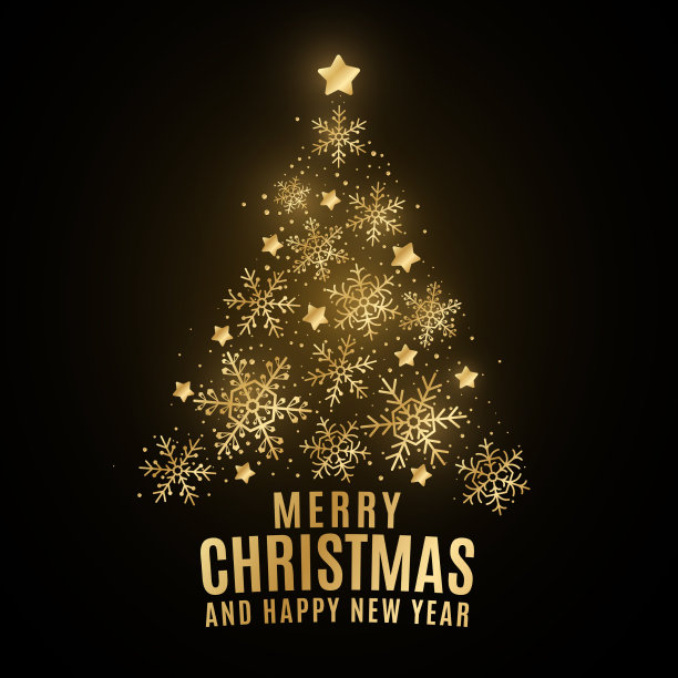 闪闪发光的圣诞树变得金光闪闪图片下载