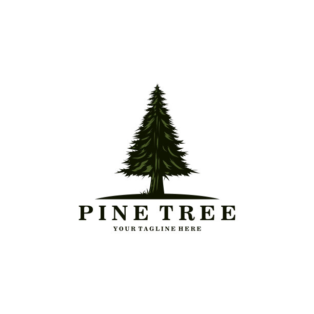 松树标志复古设计图片下载
