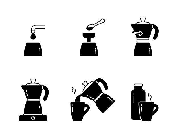 间歇泉咖啡机剪影说明图片下载