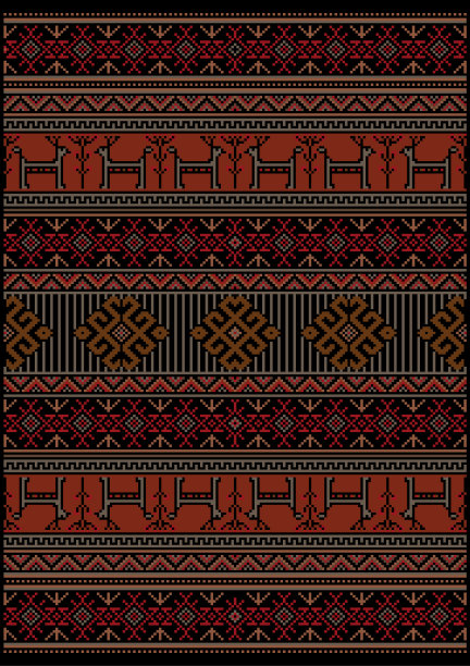 红黑相间的地毯上点缀着灰色的鹿花图片下载