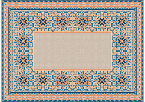 略带橙色和蓝色色调的东方地毯图片下载