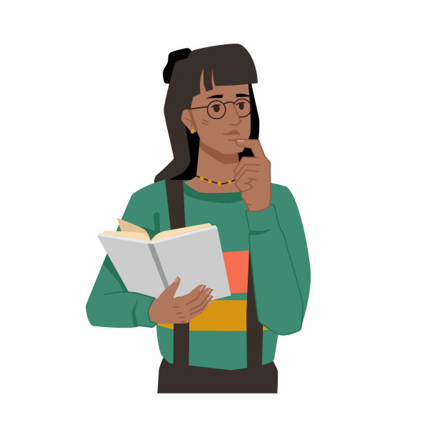 一个深思熟虑的美国黑人女孩手里拿着一本书图片下载