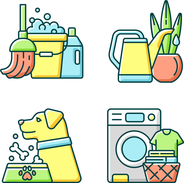 家庭杂务RGB颜色图标集图片下载