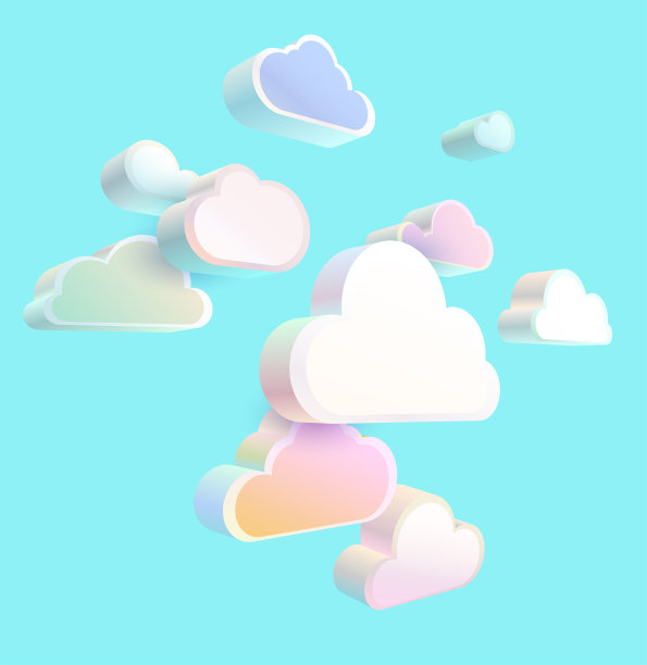 蓝天上的白云和五彩缤纷的3d云。图片下载