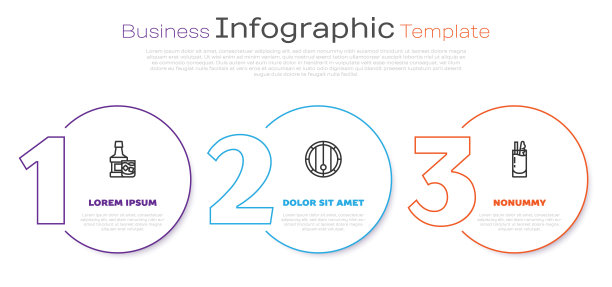 设置行威士忌酒瓶和玻璃，木桶和鸡尾酒血腥玛丽。业务信息模板。向量图片下载