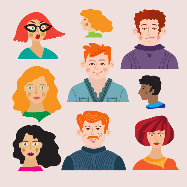 在社交网络，网站上有很多人的头像。图片下载