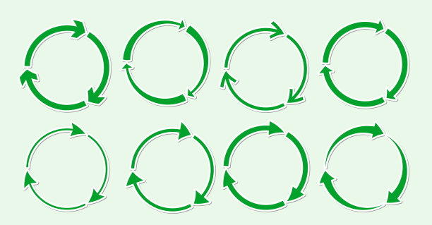 绿色纸生态贴纸回收图标设置向量图片下载