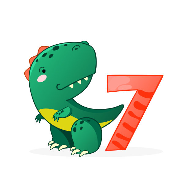 可爱的恐龙卡通数字。图片下载