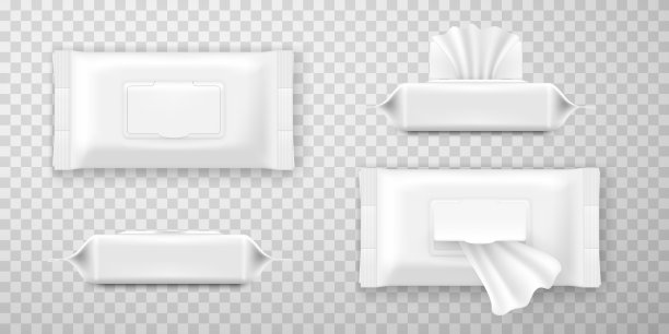 湿抹布或毛巾白色包装与打开和图片下载