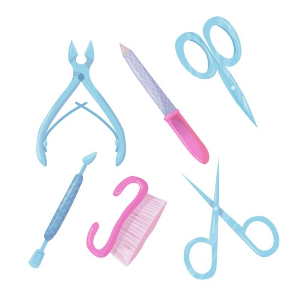的物品。美甲,修脚。指甲油。卡通风格的美甲工具。矢量插图孤立在白色背景。图片下载