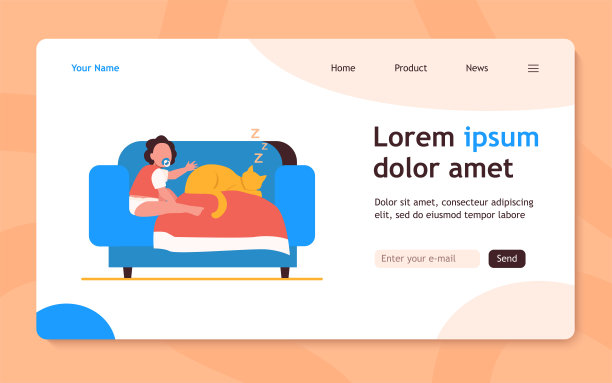 宝宝和熟睡的猫坐在沙发上图片下载