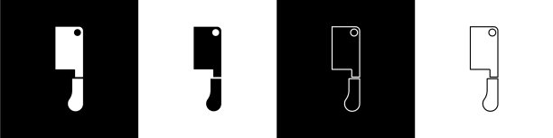 设置肉刀图标隔离在黑色和白色图片下载