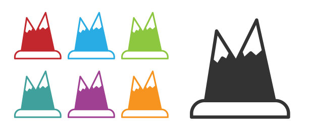 黑山图标孤立的白色背景。象征胜利或成功的概念。设置图标丰富多彩。向量图片下载