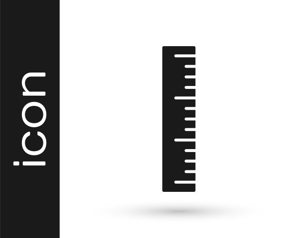 黑色标尺图标孤立在白色背景。直尺的象征。向量图片下载