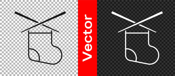 黑色针织针图标孤立在透明的背景。标签适用于手工、针织或裁缝店。向量图片下载