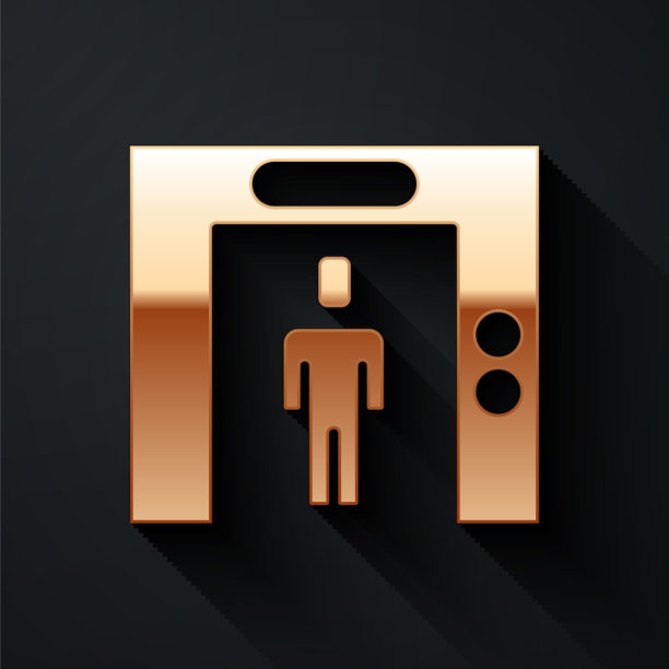 金色电梯图标孤立在黑色背景图片下载