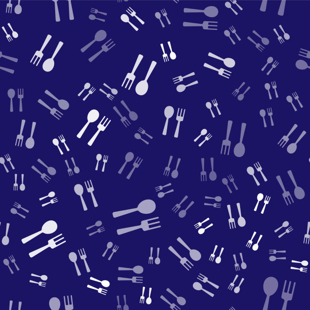 白色叉子和勺子图标孤立无缝图片下载