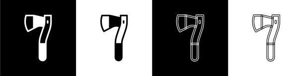 设置木斧图标隔离在黑色和白色图片下载