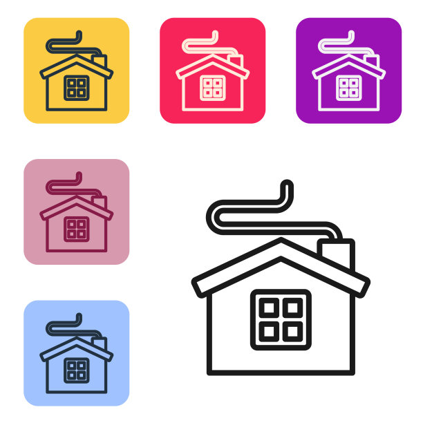 黑色线merry Christmas house图标孤立上图片下载