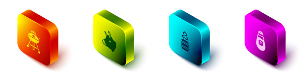 设置等距烧烤牛头露营图片下载