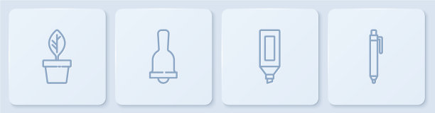 在花盆、记号笔、响铃中设置线栽图片下载