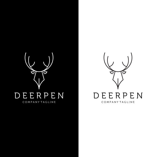 设线艺术猎鹿野生动物标志设计图片下载