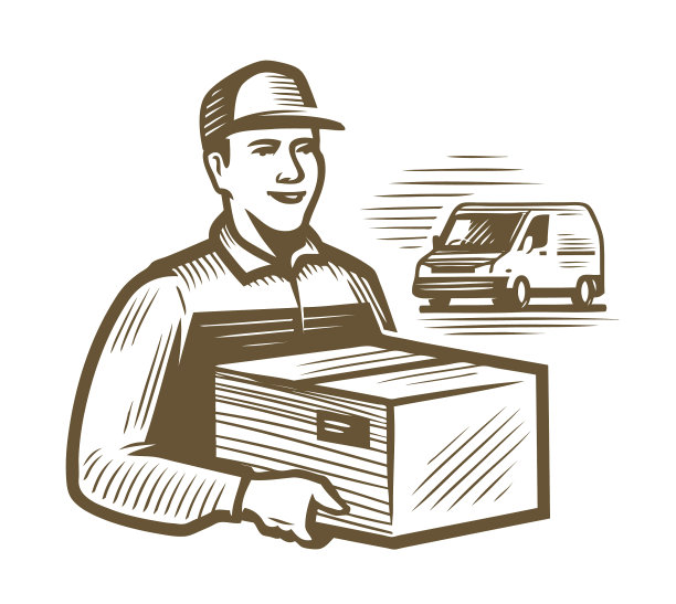 快递服务快递员拿着包裹年轻人图片下载