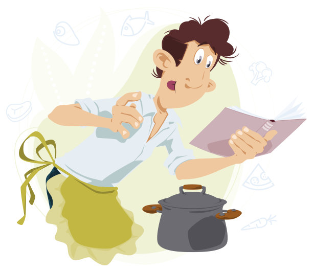 为互联网和手机做饭的快乐男人图片下载