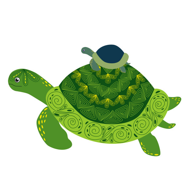 斯堪的纳维亚风格的绿色海龟与油漆图片下载