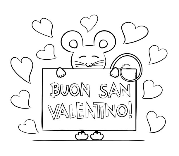 意大利情人节快乐轮廓着色图片下载