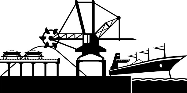 起重机装载工业船矿石图片下载