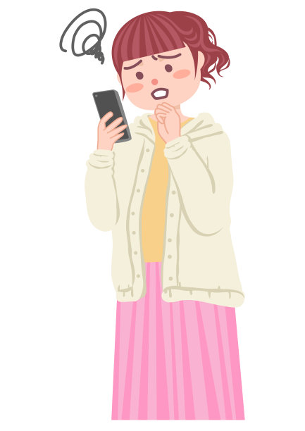 一个拿着智能手机的女人遇到了麻烦。图片下载