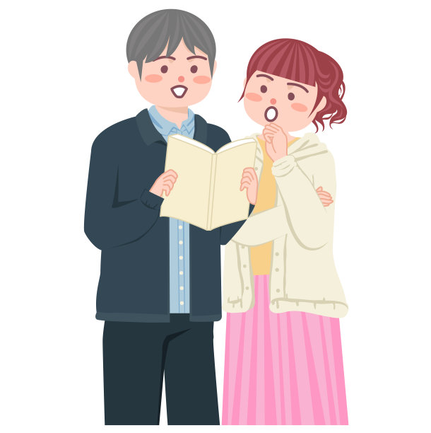 一对夫妇通过看小册子来咨询。图片下载