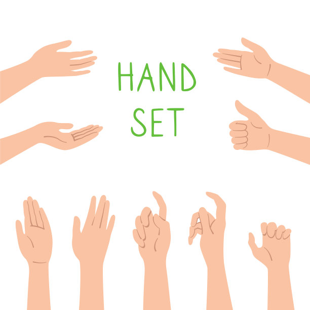 手卡通风格设定手势人的手势图片下载