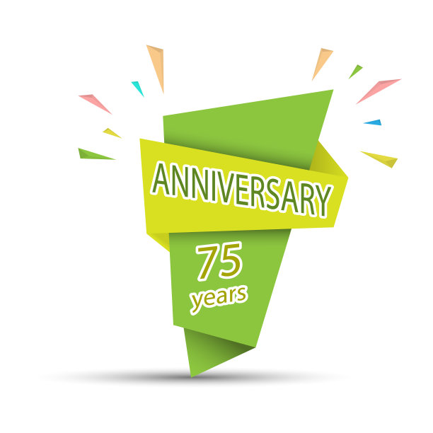 75周年彩旗纪念图片下载