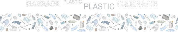 各种塑料垃圾无缝连接图片下载