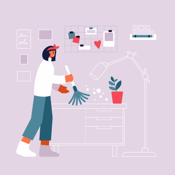 家庭主妇在家清理家具上的灰尘图片下载