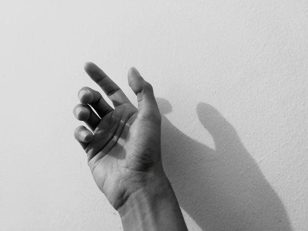 白墙上的手和手指照片图片下载