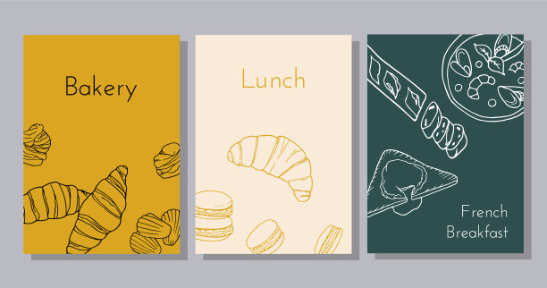 手绘海报与羊角面包卷图片下载