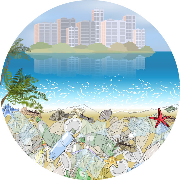 无缝边界与垃圾在海洋海岸图片下载