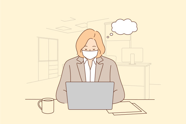 在COVID-19大流行期间工作和穿着图片下载